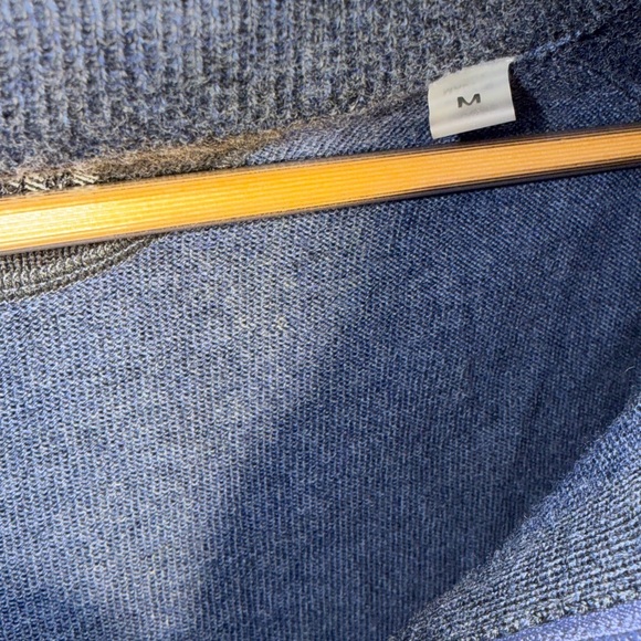 Raffi Men's "The Palmer" 100% Extra Fine Merino Wool 1/4 Zip Sweater Blue Medium - Picture 4 of 6